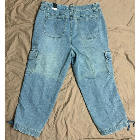 New Venenzia Women's Cargo Capri Jeans Pants Size 16 Light Wash Denim Summer - Picture 7 of 12